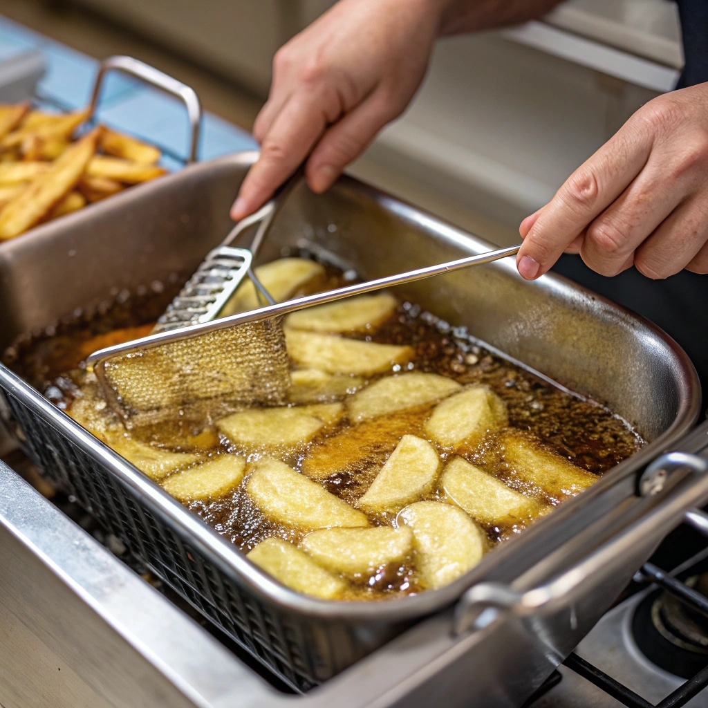 Louisiana Voodoo Fries Recipe (Wingstop Copycat): Crispy, Creamy & Bold 9 Double frying potatoes for Louisiana Voodoo Fries