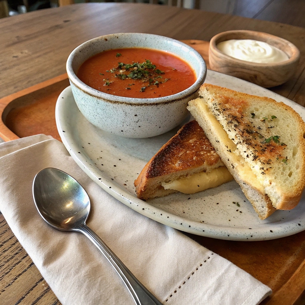 Sourdough Grilled Cheese That’s Crispy, Melty, and Seriously Addictive 11 Served sourdough grilled cheese with tomato soup
